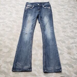 Grace In LA Jeans Womens 30 Blue Easy Fit Pockets Bootcut Denim Medium Wash